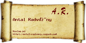 Antal Radvány névjegykártya